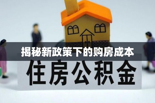 金城揭秘新政策下的购房成本