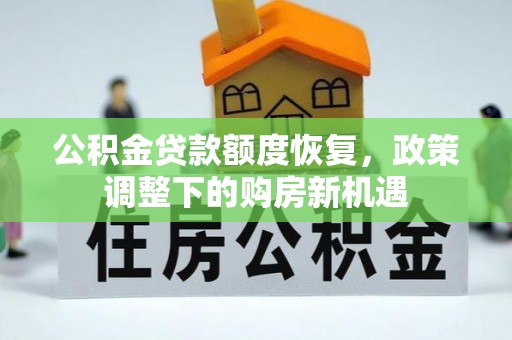 金城公积金贷款额度恢复，政策调整下的购房新机遇