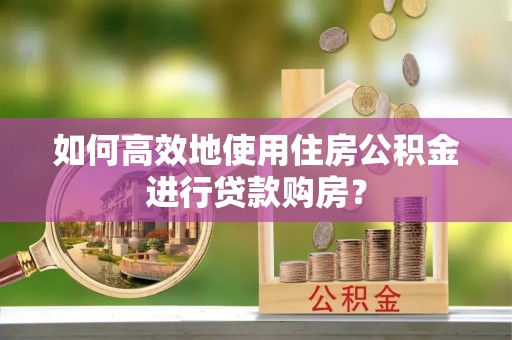 金城如何高效地使用住房公积金进行贷款购房？